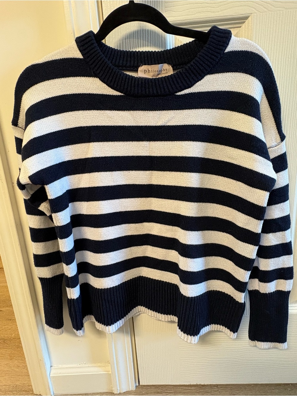 Philosophy Navy & White Striped Crewneck Sweater